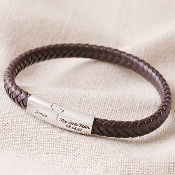 Personalised Men's Woven Vegan Bracelet With Clasp, 4 of 6