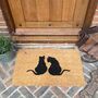 Cat Lovers Silhouette Indoor And Outdoor Coir Doormat, thumbnail 1 of 5