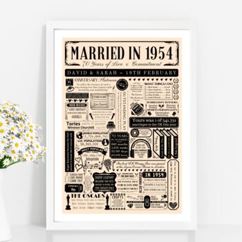 Personalised 70th Platinum Wedding Anniversary Poster, 4 of 9