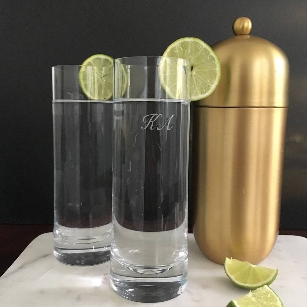 personalised gin highball glasses set of two by idyll home