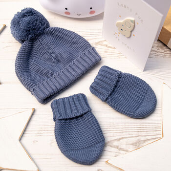 New Baby Bobble Hat And Mittens Set, 4 of 11