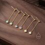 White Opal With Chain Dangle Stud Earrings, thumbnail 5 of 12