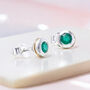 Simple Molten Sterling Silver Emerald Stud Earrings, thumbnail 1 of 8