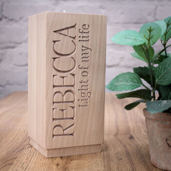Personalised Wooden 'Light Of My Life' Candle Holder, 3 of 3