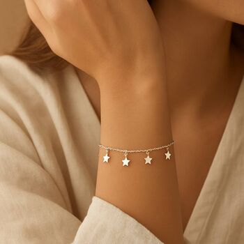 40th Birthday Sterling Silver Four Star Bracelet, 3 of 4