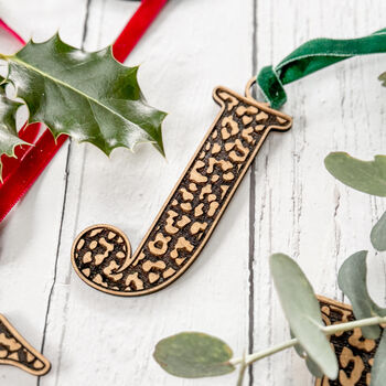 Monogram Leopard Print Wooden Decoration, 2 of 8