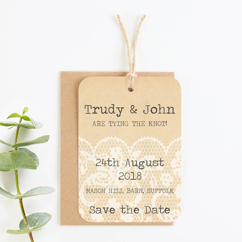 Rustic Lace Save The Date, 1 of 3