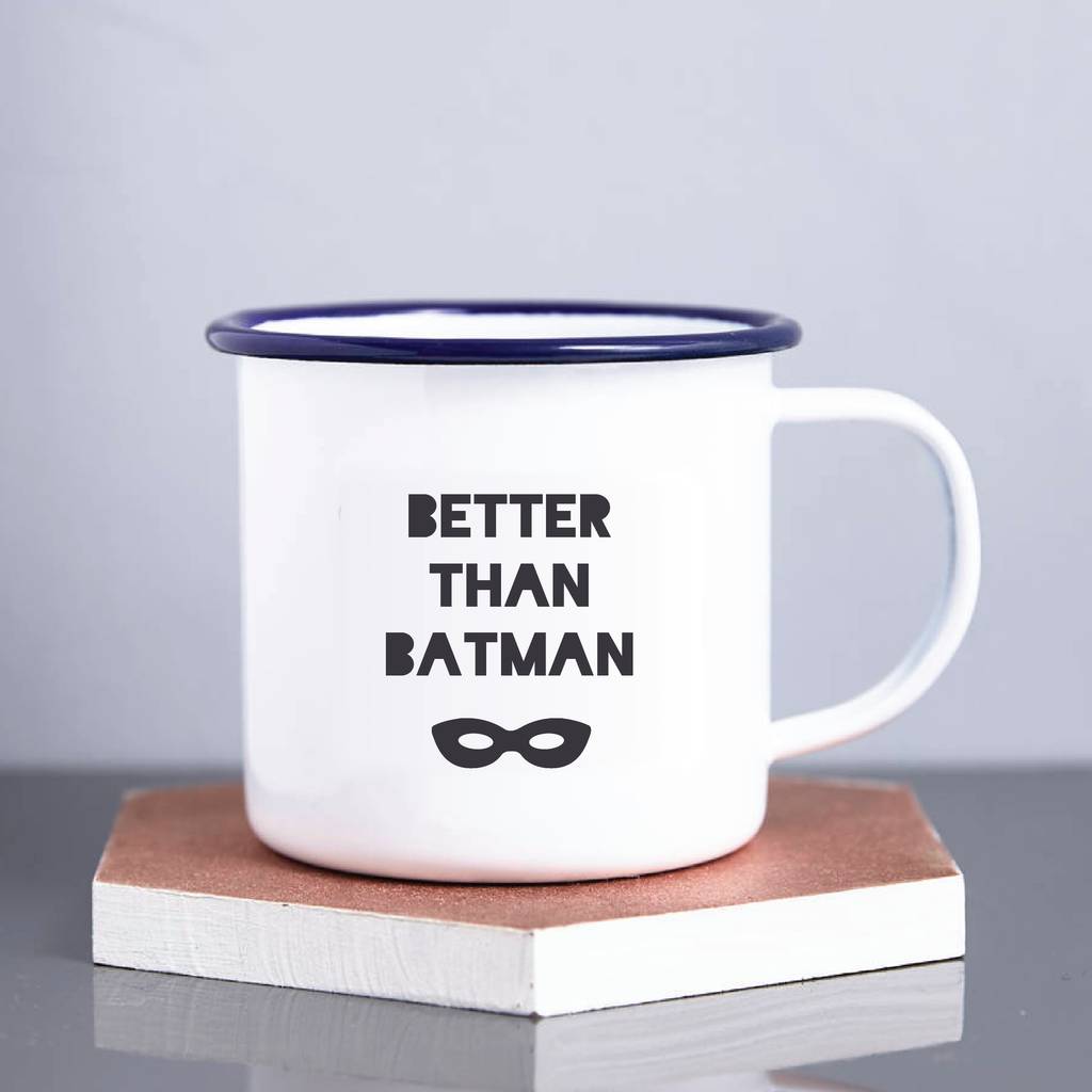 Personalised Superhero Enamel Mug By Sophia Victoria Joy ...