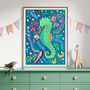 Seahorse Colourful Ocean Nursery Print, thumbnail 3 of 9