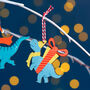 Set Of Four Children's Dinosaur Christmas Decorations, thumbnail 2 of 4