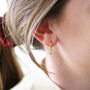 Daisy Charm Huggie Hoop Earrings In Gold Plating, thumbnail 3 of 5