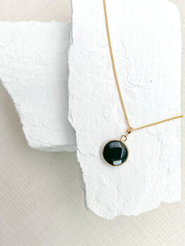 Agate Round Black Real 18k Gold Plated Necklace, 3 of 3