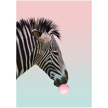 Zebra Blowing Bubble Gum Print By Cherry Pete | notonthehighstreet.com