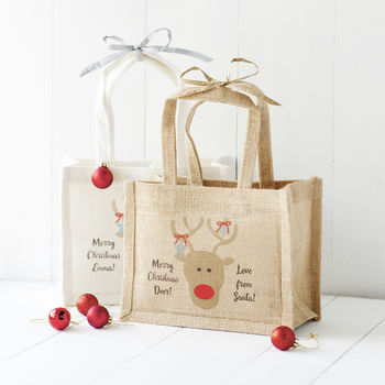 Jute Personalised Reindeer Gift Bags, 2 of 2