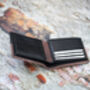 Personalised Black And Brown Trifold Wallet Rfid, thumbnail 5 of 7