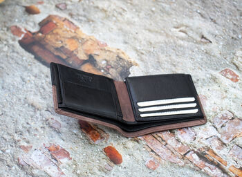 Personalised Black And Brown Trifold Wallet Rfid, 5 of 7