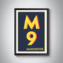 M9 Manchester Typography Postcode Print, thumbnail 6 of 8