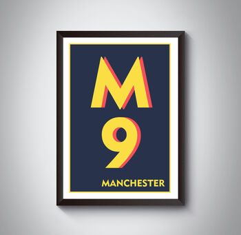 M9 Manchester Typography Postcode Print, 6 of 8