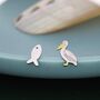 Sterling Silver Mismatched Pelican Bird And Fish Stud Earrings, thumbnail 1 of 12