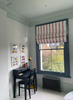 Red Stripe Blackout Roman Blind With Pompom Trim, 7 of 7