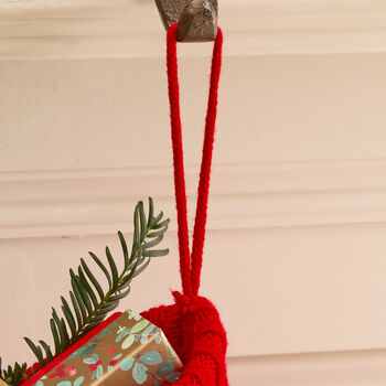 Personalised Berry Red Knitted Christmas Stocking, 5 of 5
