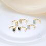 Black Opal Huggie Hoop Earrings In Sterling Silver, thumbnail 9 of 11