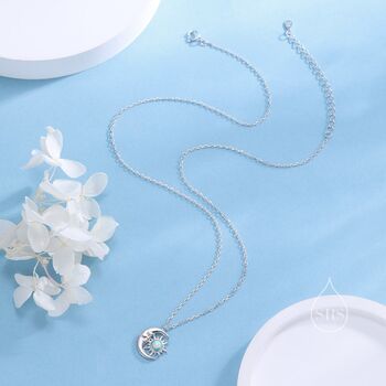 Aqua Green Opal Moon And Star Pendant Necklace, 4 of 11