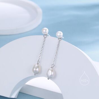 Natural Freshwater Pearl Ear Jacket Earrings, 2 of 9