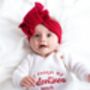 My Daddy's My Valentine Embroidered Personalised Knitted New Baby Romper, thumbnail 2 of 11