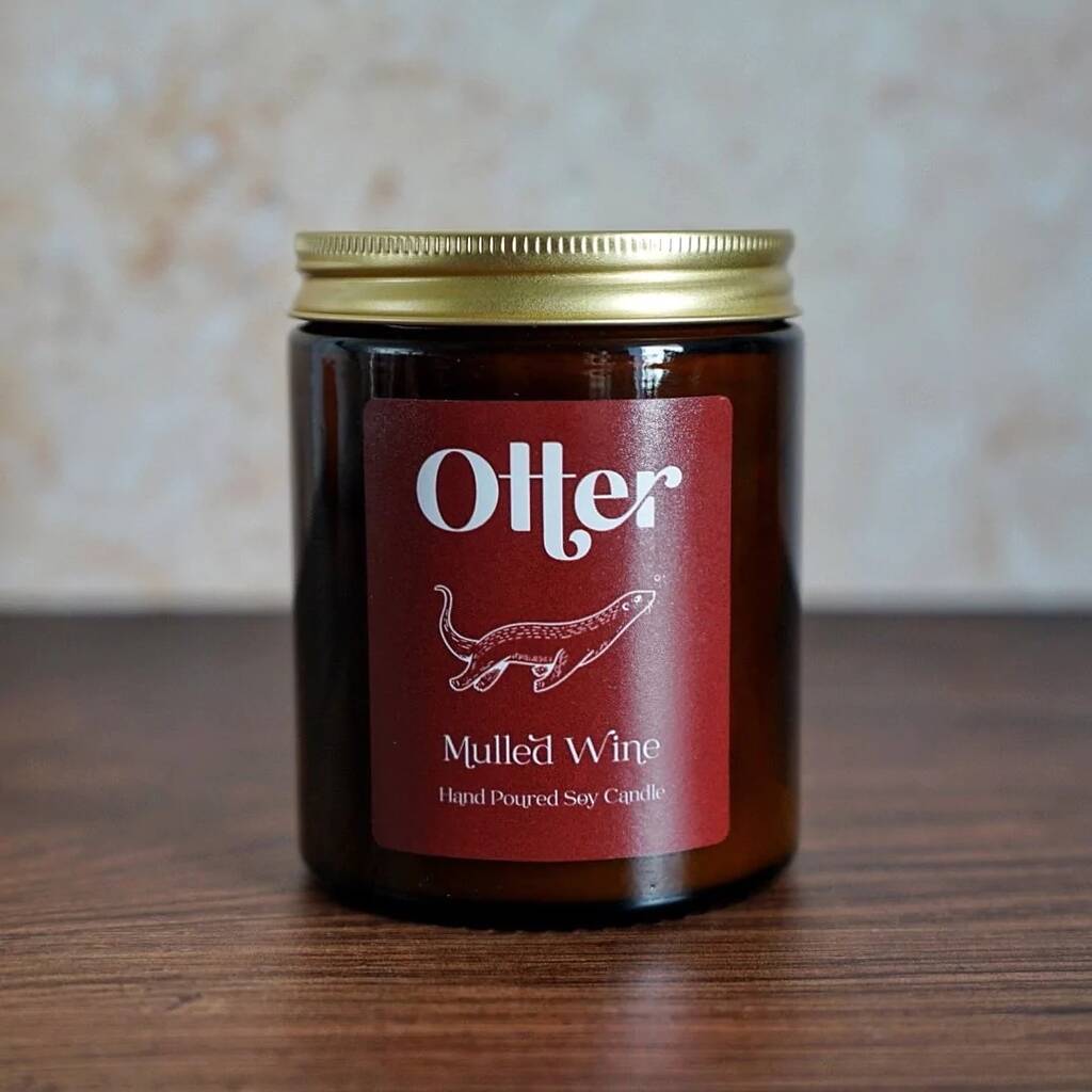 Mulled Wine Christmas Soy Candle Amber Jar By Otter Candle Co