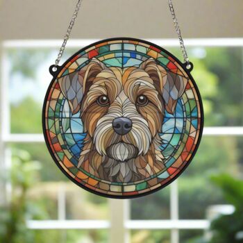 Border Terrier Stained Glass Effect Suncatcher, 5 of 6