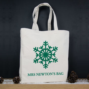Personalised Tote Bag, Snowflake And Christmas Design, 2 of 2