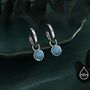 Sterling Silver Dangling Blue Turquoise Hoop Earrings, thumbnail 1 of 11