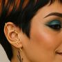 Circle Ear Climber Gold Plated Silver Earrings, thumbnail 2 of 6