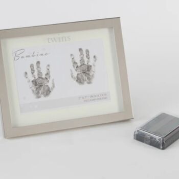 Twin Baby Gift | Silverplated Twin Handprint Frame, 2 of 3