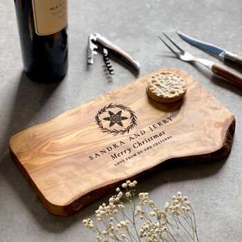 Personalised Olive Wood Wedding Gift Chopping Board, 2 of 11