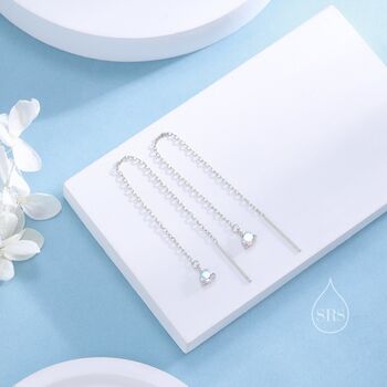Aurora Cz Threader Earrings In Sterling Silver, 6 of 9