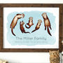 Personalised Family Portrait Otters Print, thumbnail 3 of 9