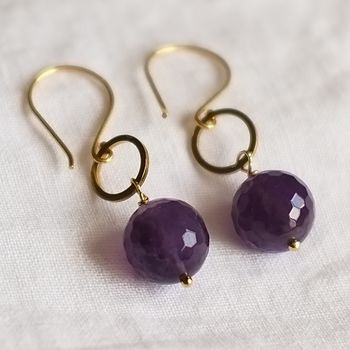 Gold Plated Circle And Birthstone Earrings, 4 of 12