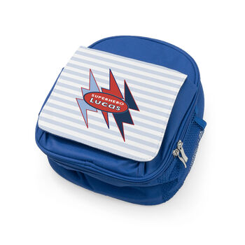 Personalised Superhero Blue Lunch Bag, 9 of 10