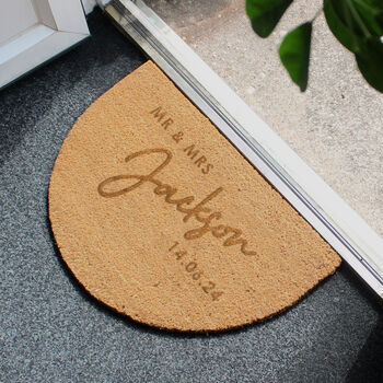 Personalised Couples Half Moon Indoor Doormat, 3 of 5