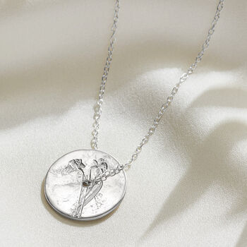Birth Flower Spinner Necklace In Sterling Silver, 5 of 12