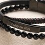 Personalised Onyx Bead Leather Triple Layered Bracelet, thumbnail 3 of 8