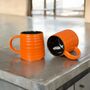 Set Of Four Reactive Glaze Brûlée Mugs In Pumpkin Orange And Brown, thumbnail 3 of 3