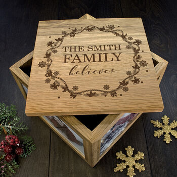 Personalised Our Family Believes Christmas Memory Box, 2 of 5