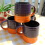 Set Of Four Reactive Glaze Brûlée Mugs In Purple And Orange, thumbnail 5 of 8