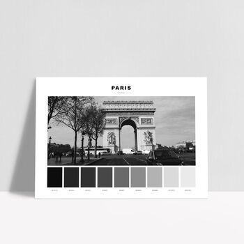 Arch De Triomphe B And W, Paris, Colour Palette Print, 3 of 3