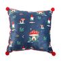 Gnome Print Cushion With Pom Poms 35cm Square, thumbnail 1 of 4