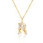 Gold Plated R Initial Necklace With Mother Of Pearl, thumbnail 1 of 6