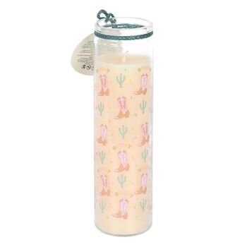 Howdy Cowboy Boot Print Floral Tube Candle, 3 of 3